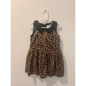 Blossom Couture Girls Leopard Print Dress Peter Pan Collar Brown Black Size 4-5Y